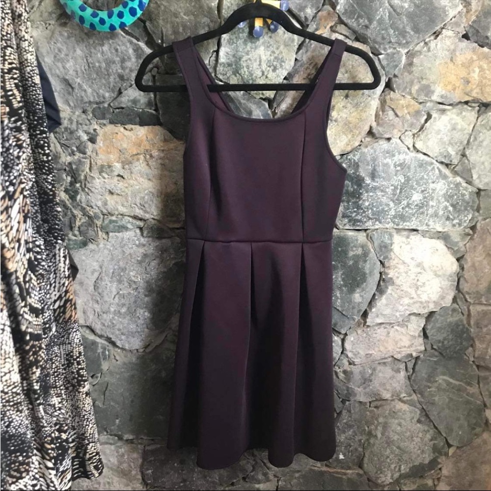 Express Criss cross open back flare skirt  cocktail dress Plum/Purple size